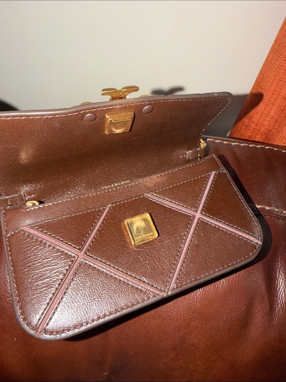 ‼️Tory Burch Eleanor Diamond Quilt Brown Leather Crossbody Bag - Picture 9 of 12
